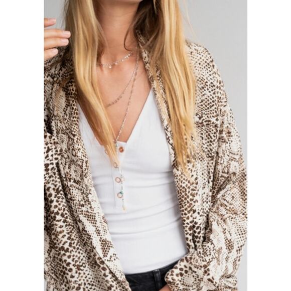 Free People WILD NIGHTS Kimono Duster Robe in Reptile Snake Print S NWOT $168 - Picture 6 of 8